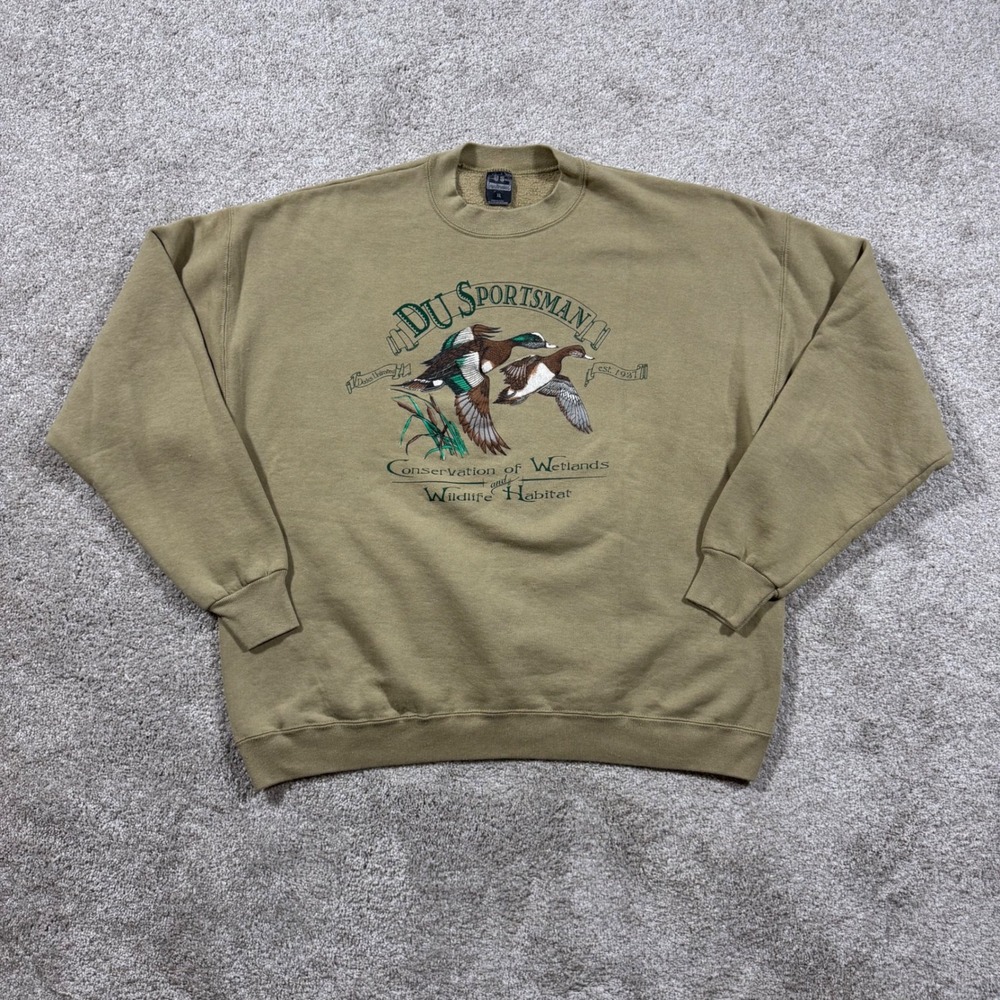 Vintage US Sportswear Ducks Unlimited DU Sportsman Sweatshirt XL Tan Made in USA
